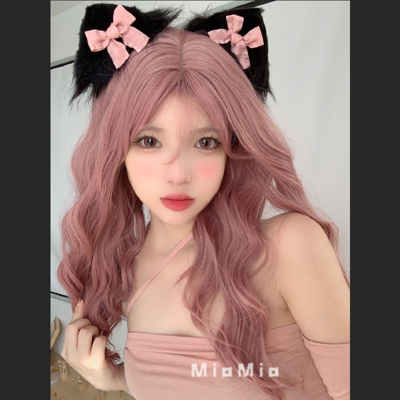 假发女全头套JK萝莉Lolita粉色小香风粉紫色全头可扎超自然长卷