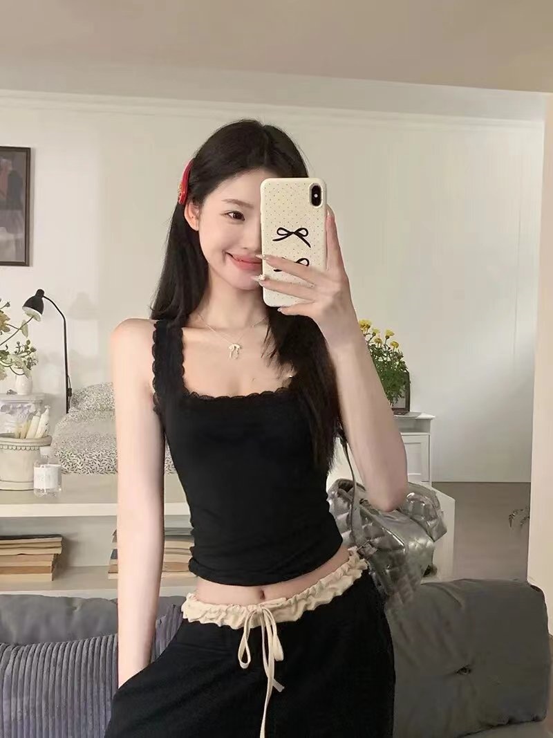 MM漫漫女孩-纯欲蕾丝花边小背心女夏修身性感内搭工字小吊带辣妹