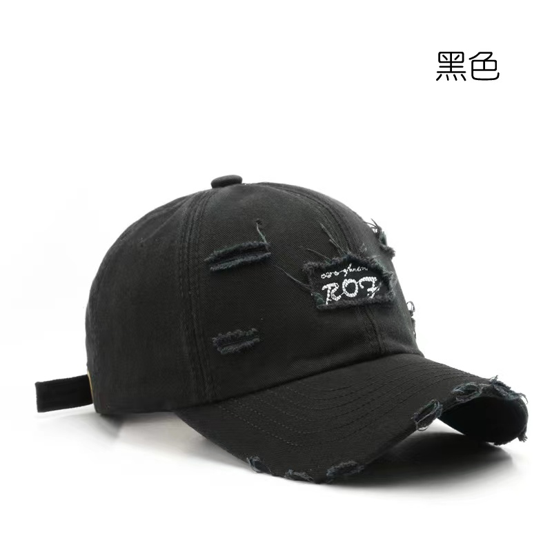 日系个性女字母破洞鸭舌帽户外防晒遮阳棒球帽街头时尚百搭韩版