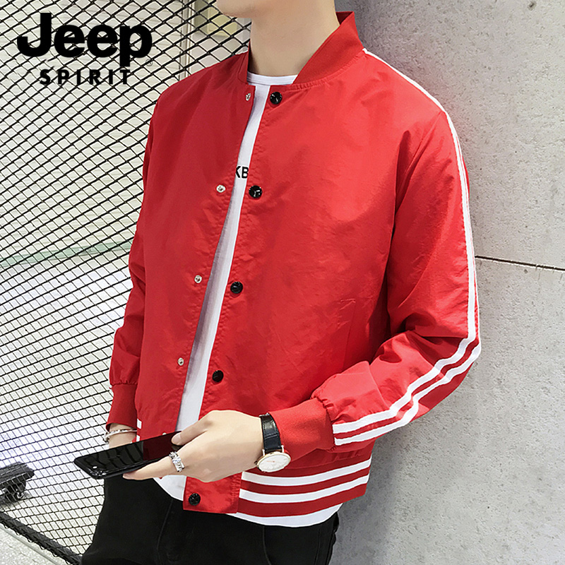 Jeep吉普薄款夹克男士秋冬季新款本命年潮流休闲韩版棒球服外套男