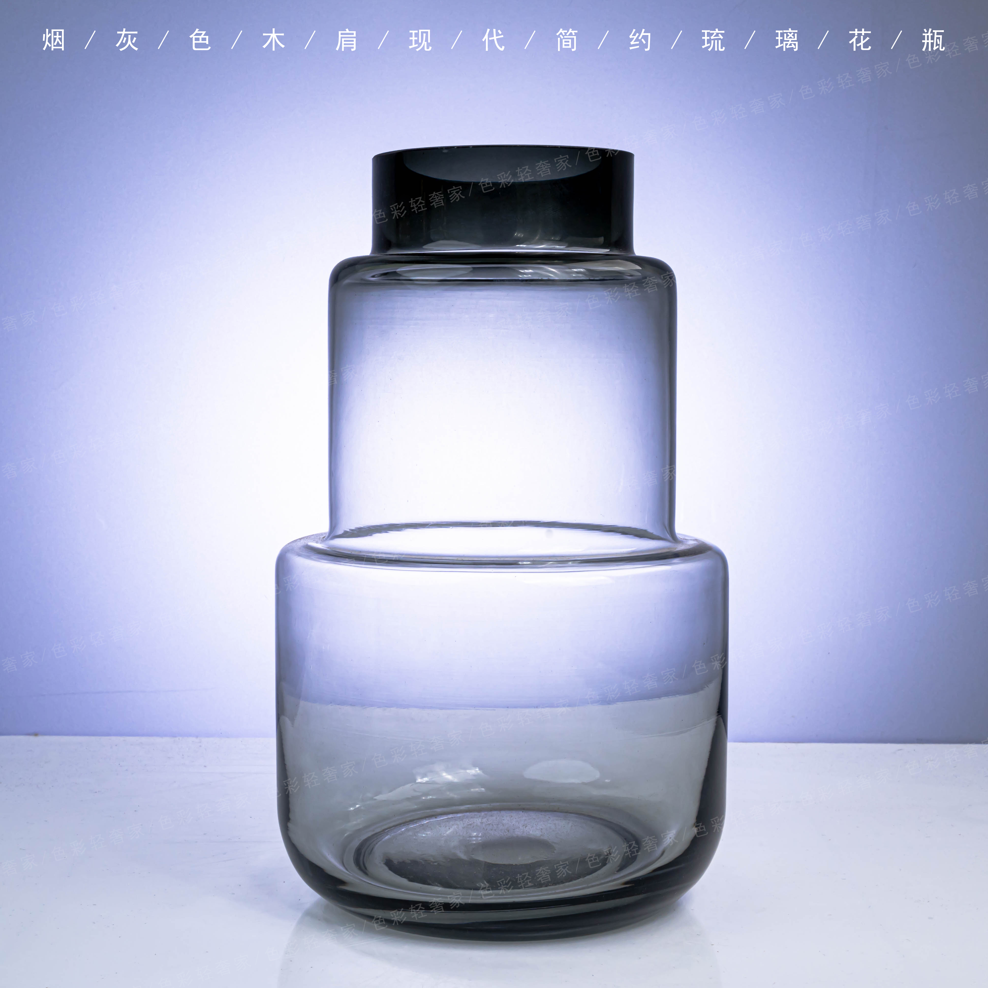 [色彩]Z2-烟灰色桌面摆件琉璃花瓶时尚简约花卉装饰花器F218