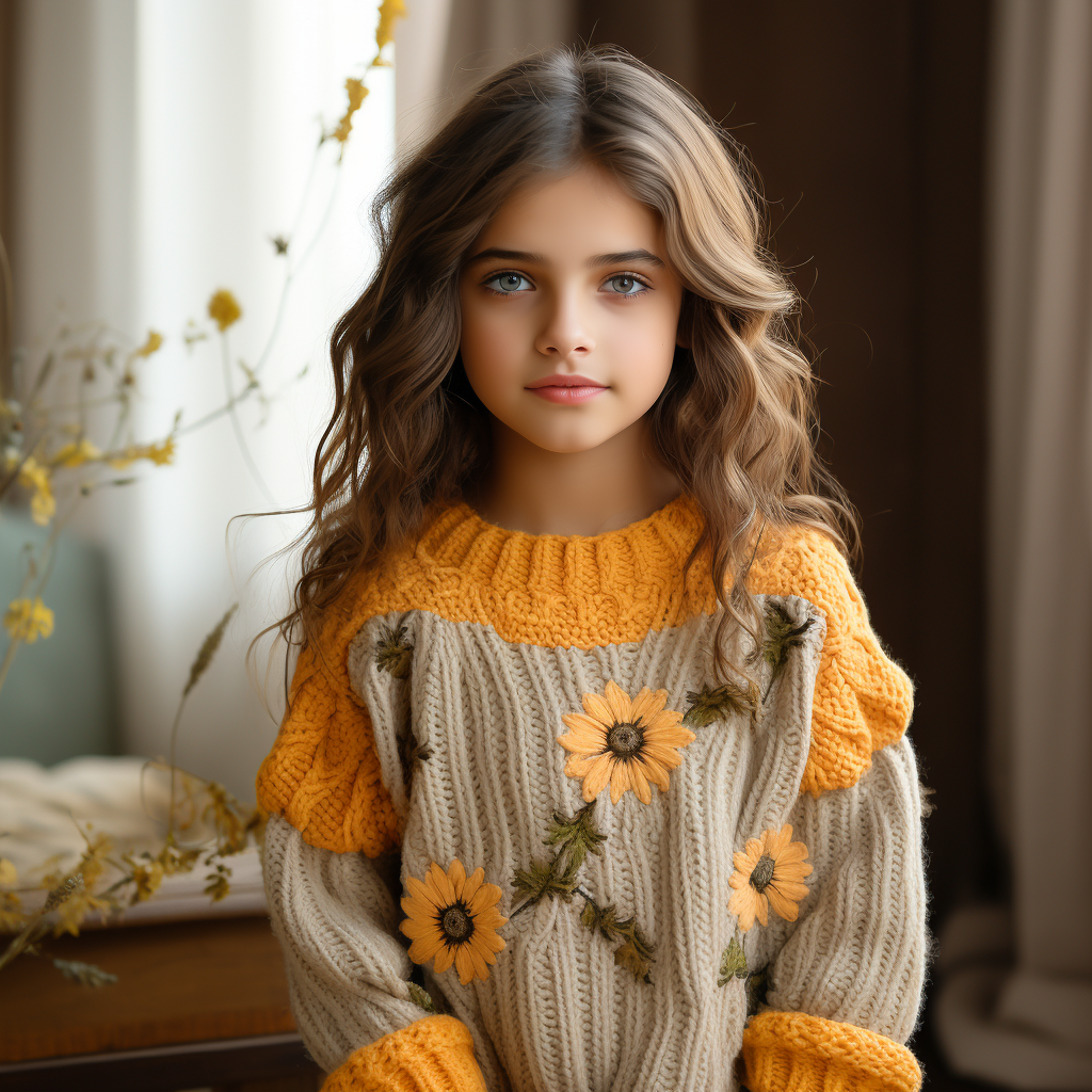 2023新潮款男童女童毛衣秋冬季毛线衣休闲设计向时癸花网红可定制