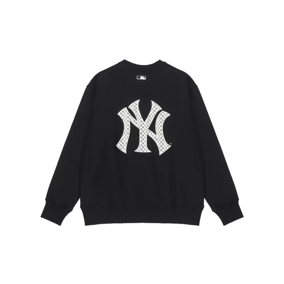 MLB 纽约洋基队 基础款纯色字母Logo印花运动圆领长袖套头卫衣