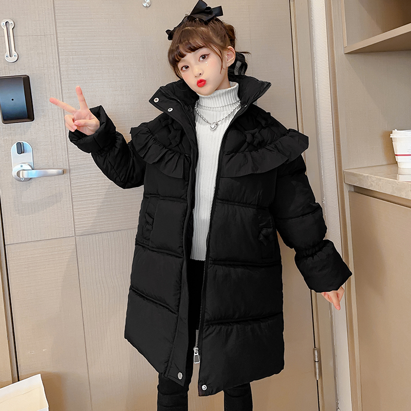 女童棉服冬装2023新款洋气时髦中长款外套中大童冬季加厚棉衣保暖