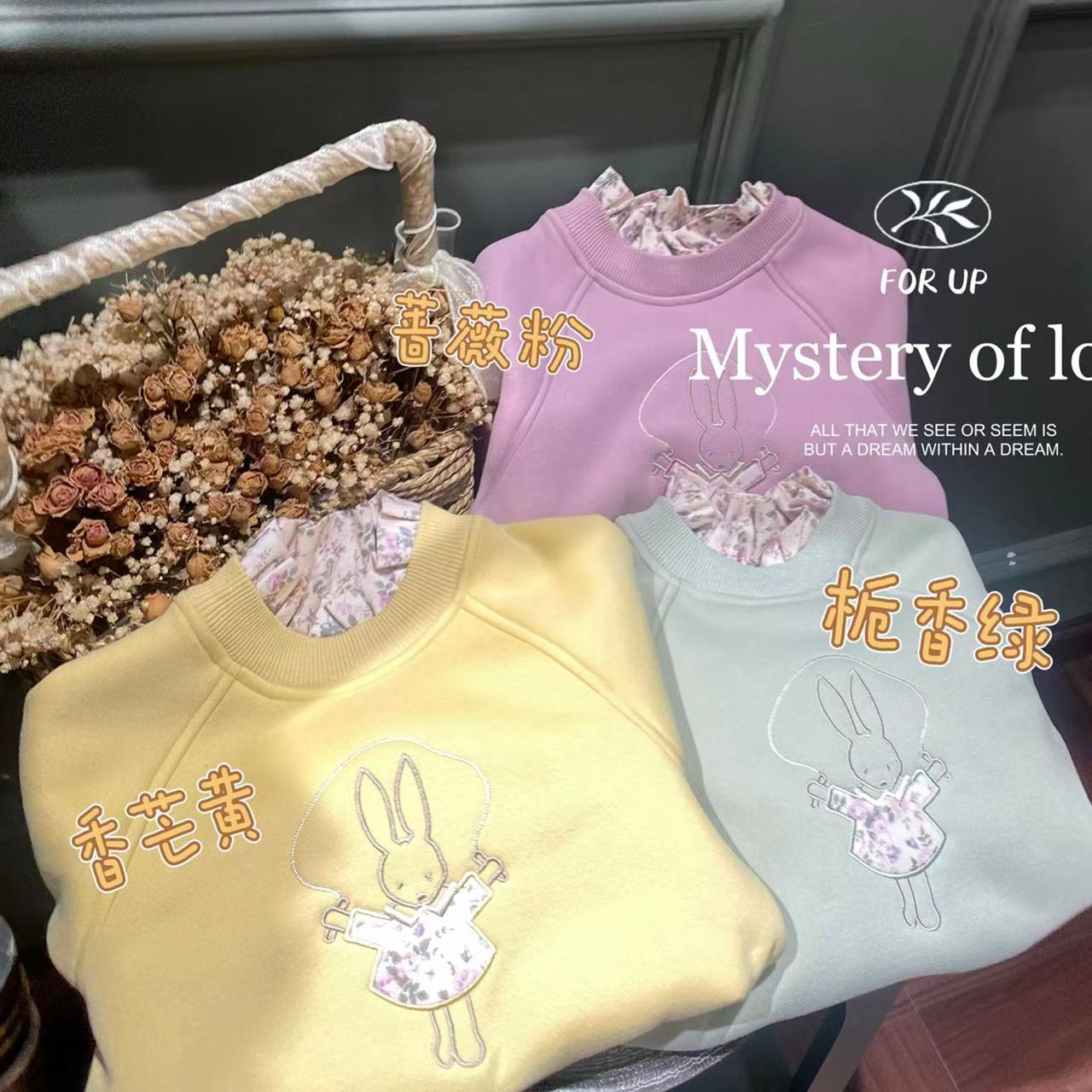 234-FU-71081  FORUP法式黛西兔加绒长款卫衣童装秋冬