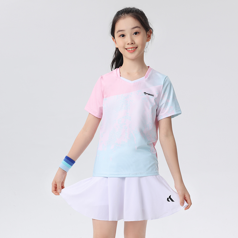 儿童羽毛球服女童2023新款速干上衣短裙套装男童短裤运动服训练服