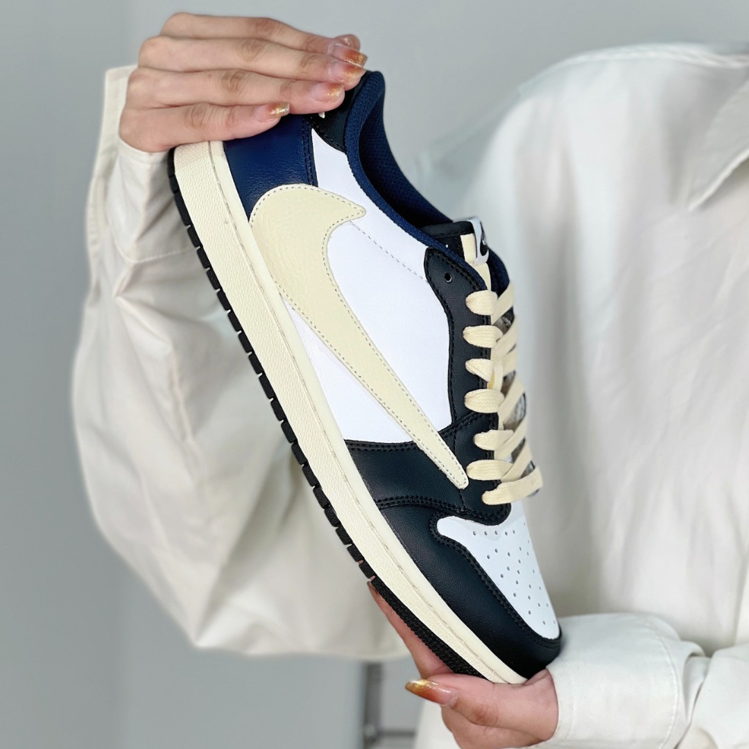 Nike/耐克Air Jordan 1 Low 海军蓝白男女时尚复古鞋【球鞋定制】