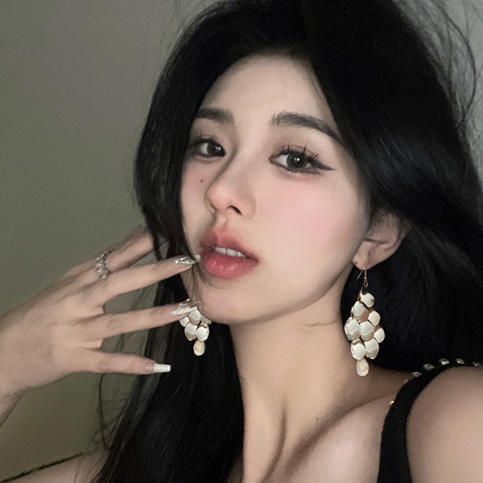 铜合金耳饰 金银圆圈亮片流苏耳钩个性冷淡风时尚高级感气质耳环