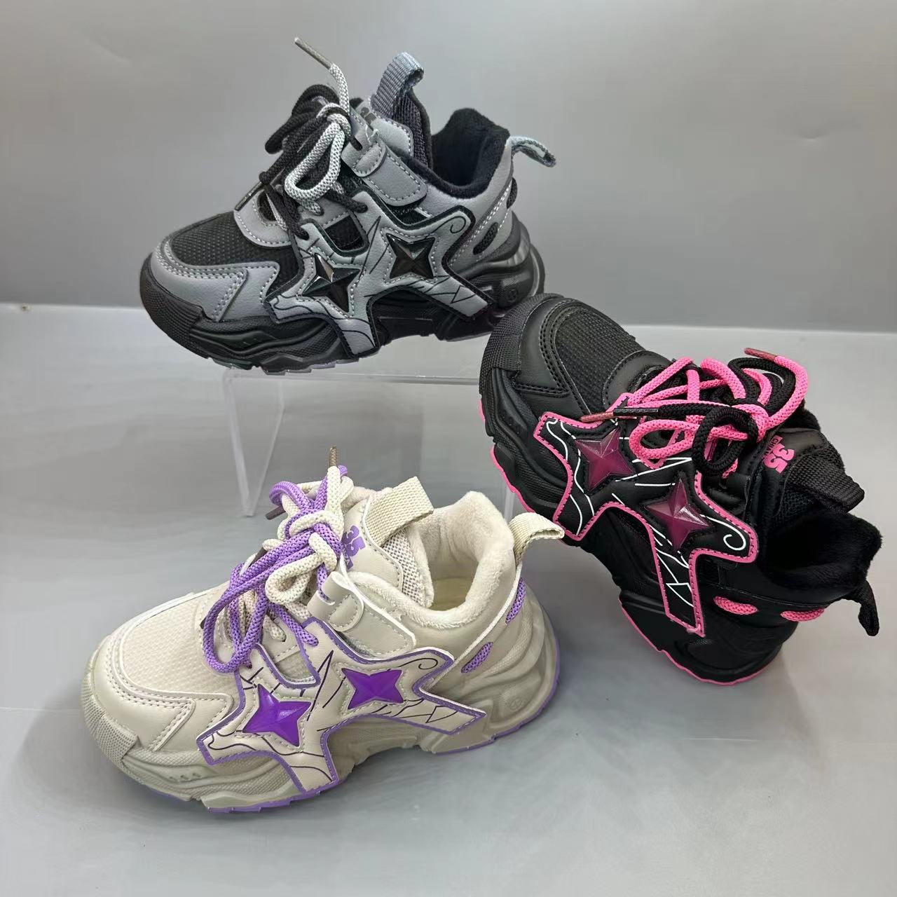 二棉贴片底皮面826儿童鞋休闲贴片底百搭时尚潮流运动老爹鞋28-38
