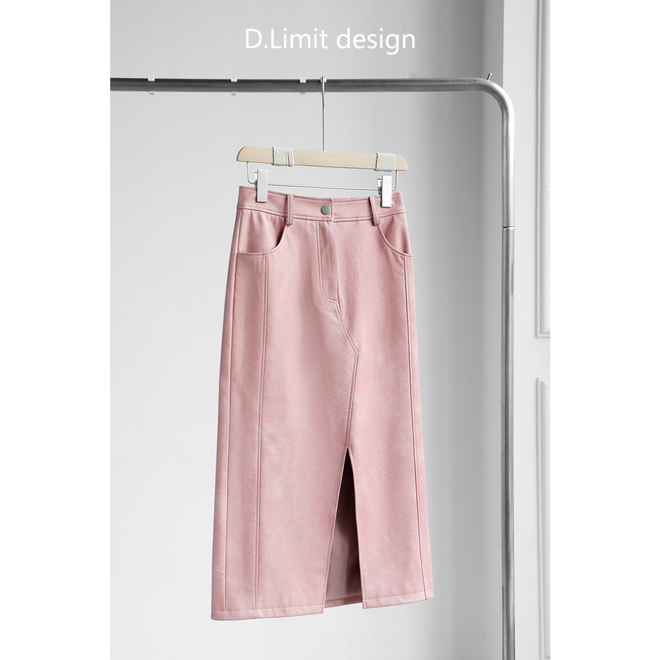 【D.Limit design】时尚简约开衩高腰A字半身裙(7)