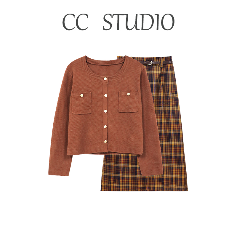 DM15006【浪漫笔记】秋冬经典耐看正肩设计美化手臂收腹瘦腰套装