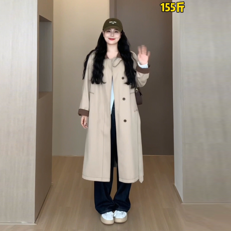 DM11169【伦敦假日】秋冬撞色侧口袋立体度吸睛氛围感风衣