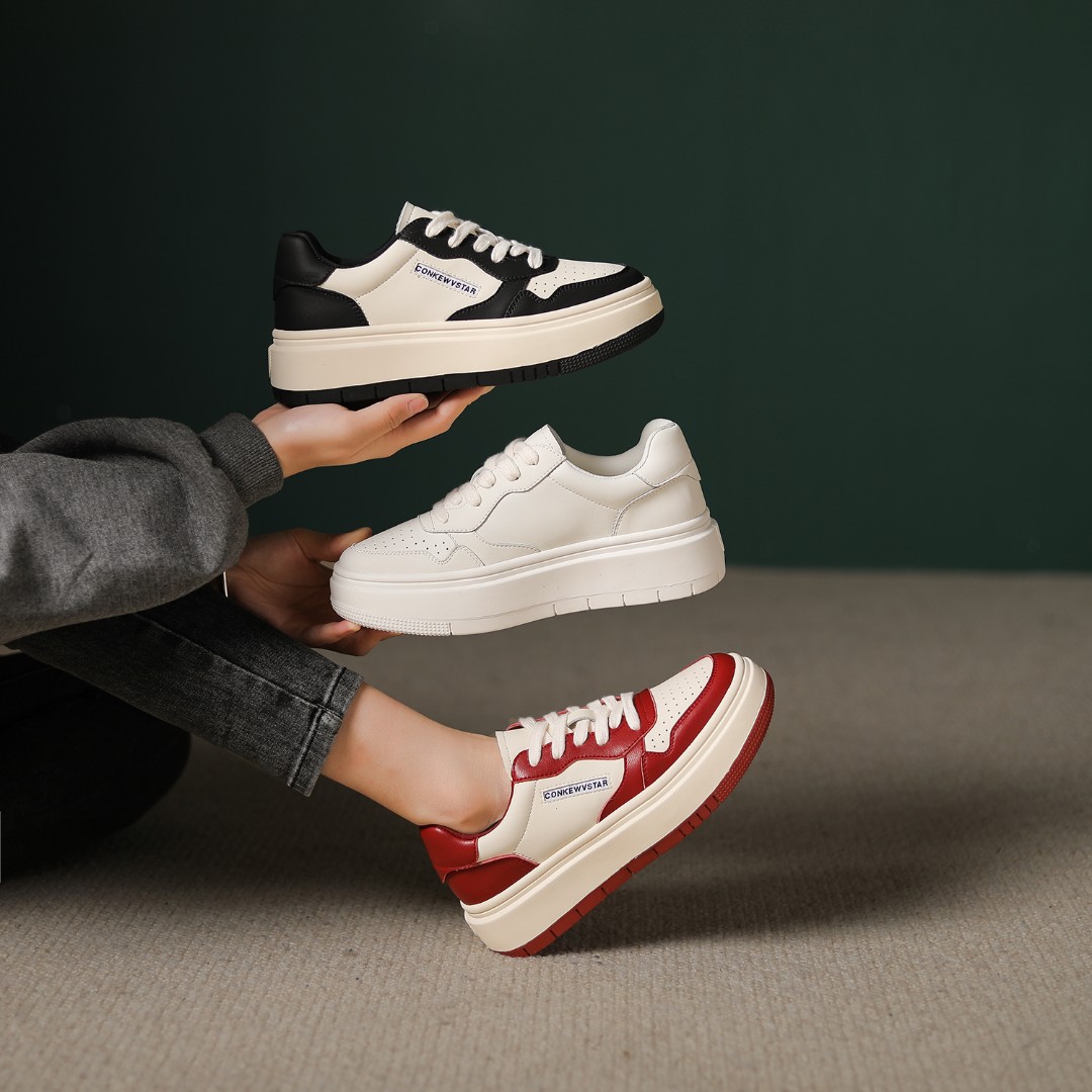 【断码】休闲百搭厚底女士潮流真皮春季小白鞋5900-73