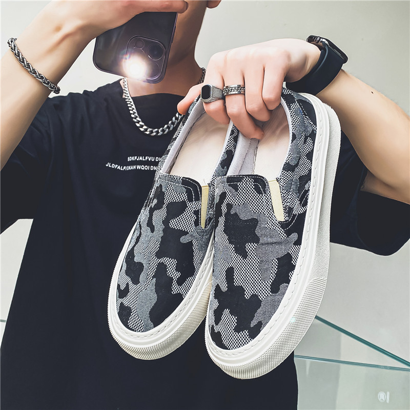 布鞋男款夏季透气百搭潮流高档轻奢时尚网红潮牌复古一脚蹬懒人鞋