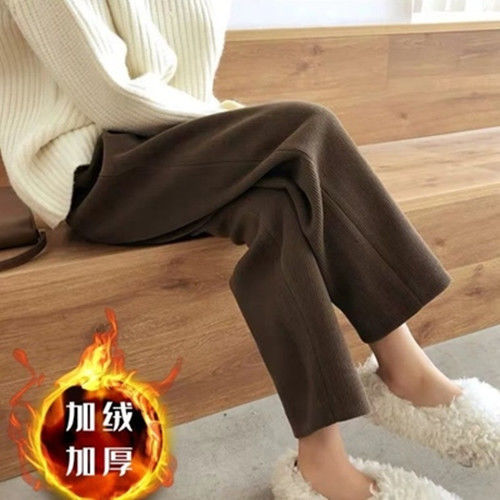 灯芯绒女裤宽松阔腿裤秋冬矮小个子加厚条绒萝卜宽松秋冬直筒裤