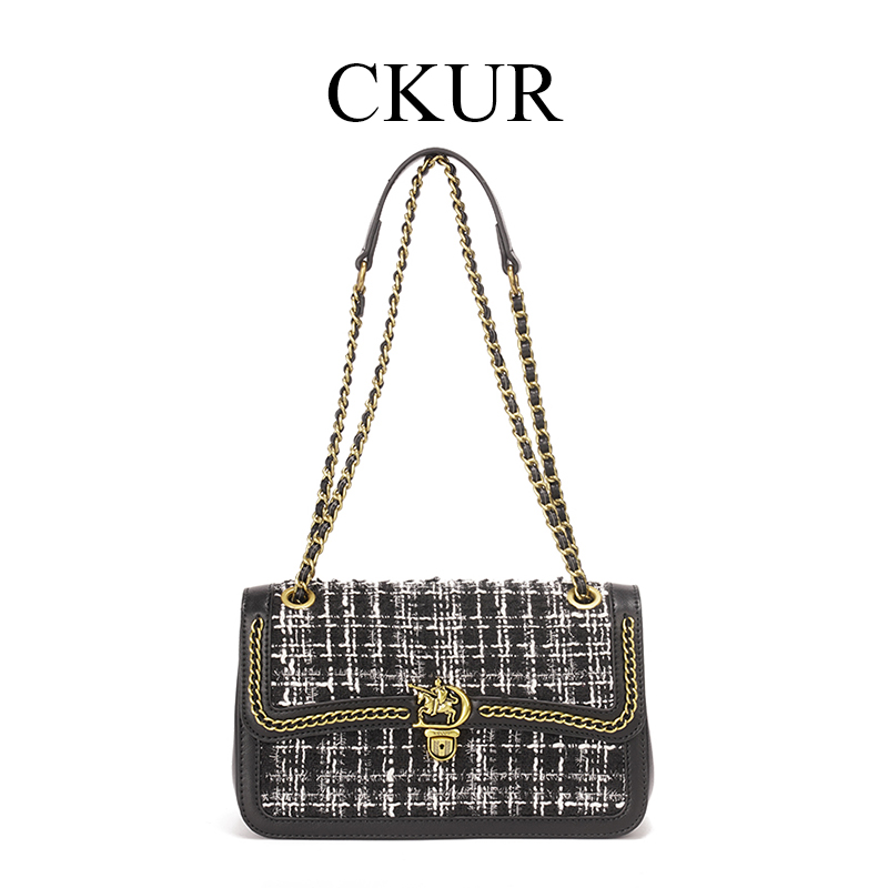 CkuR【寰球品牌】美拉德五金女孩韩版新款单肩斜挎女士包CKUR87002