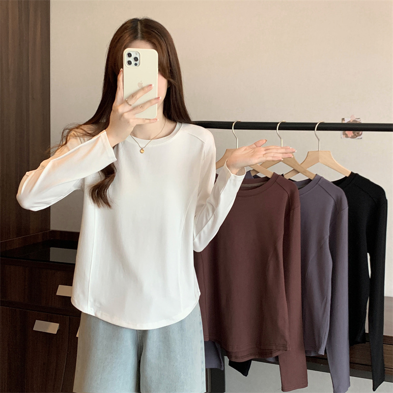 【依依】大码女装胖MM秋冬季新款时尚百搭磨毛上衣打底衫