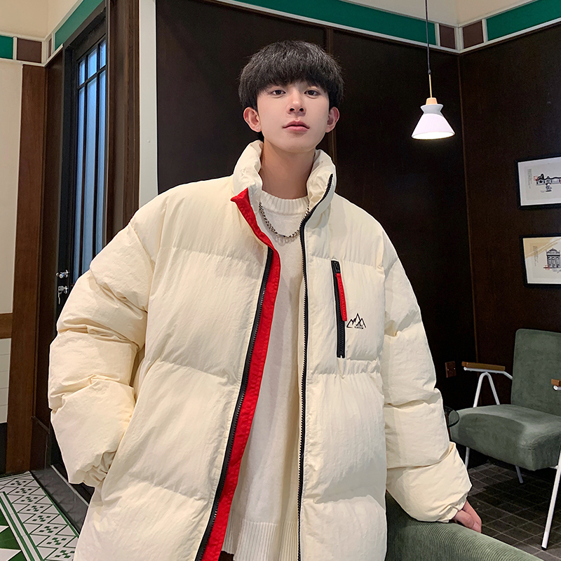 棉服男生冬季新款撞色拼接棉袄爆款高支高密棉衣保暖休闲面包服潮