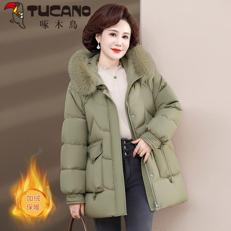 中年妈妈加厚棉服冬季新款中老年棉衣女秋冬大码老人冬装棉袄外套