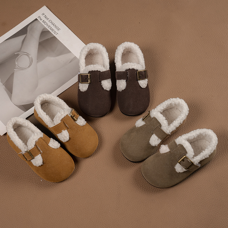 鞋子儿童保暖鞋女童秋冬季大棉豆豆鞋一脚蹬幼儿园女宝宝男童棉鞋