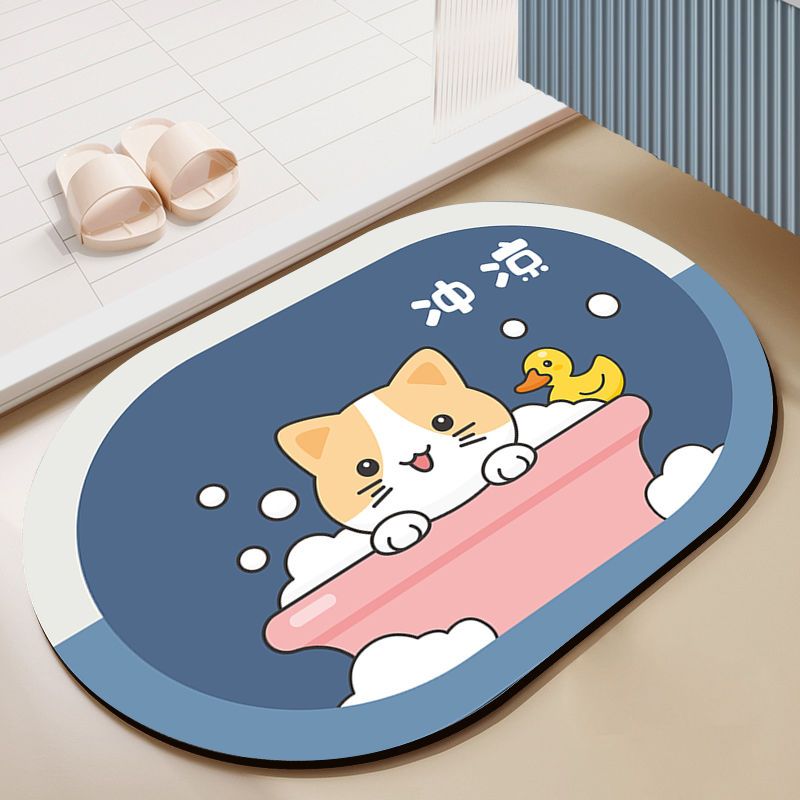 卡通卫生间地垫浴室吸水防滑垫硅藻泥厕所门口脚垫入户进门垫地毯