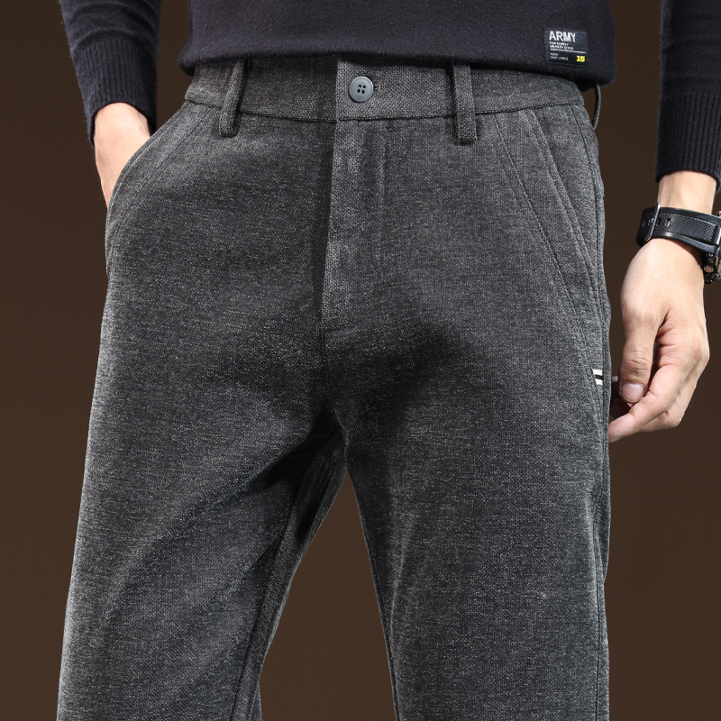 秋冬季高档雪尼尔男士加厚休闲裤宽松百搭直筒裤显高显瘦长裤子男