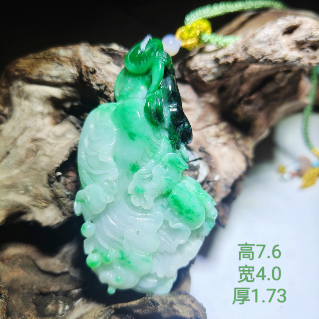 非金属吊坠 【传家珍藏】家有百财 祖母湖绿 水润 雕工精湛配证书