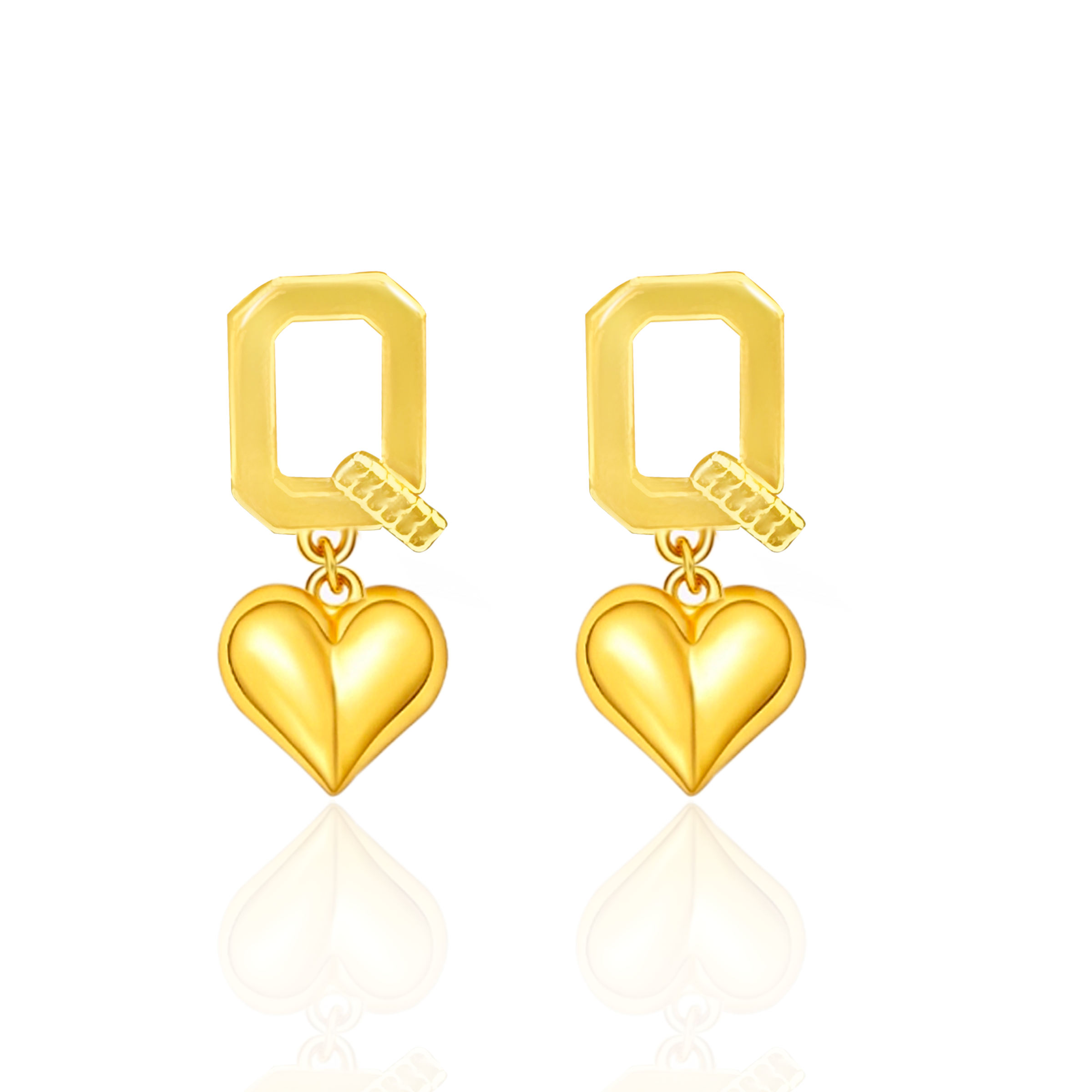 权臻足金999挂在耳边的爱心时尚大方百搭简约精致精美黄金耳饰