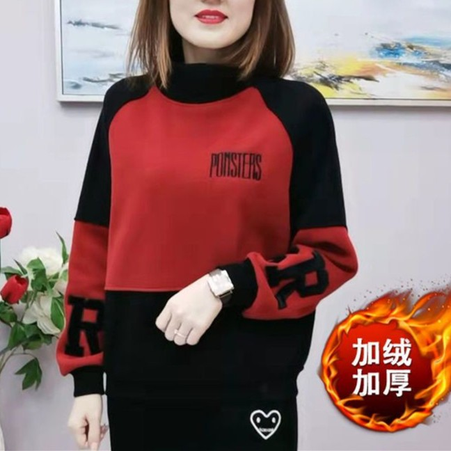 【主播专属】2023秋冬卫衣女加绒加厚新款时尚上衣宽松百搭拼色保暖