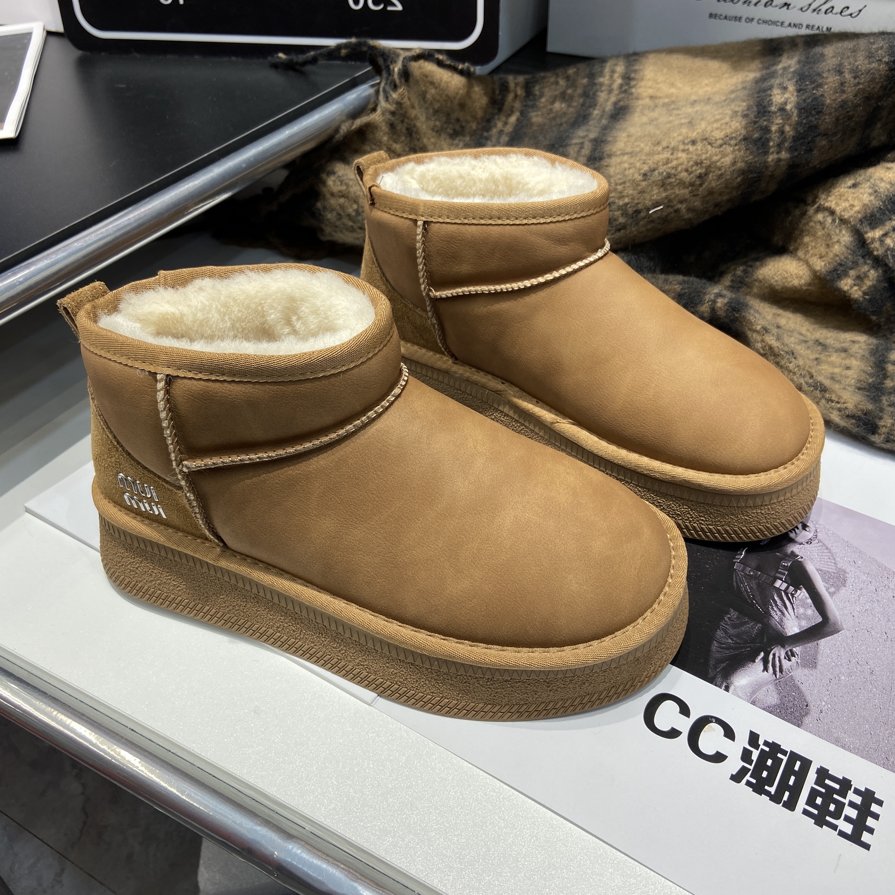 回力瑞2023新款厚底雪地靴时尚休闲潮鞋加绒防滑加厚保暖皮毛一体