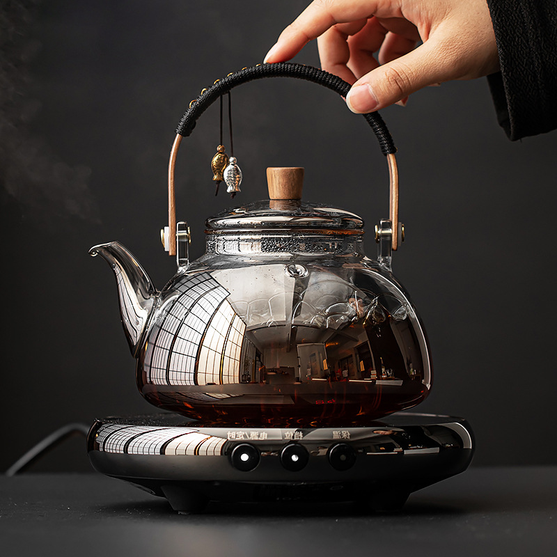 蒸茶壶提梁壶玻璃煮茶器办公室蒸煮两用煮茶壶单壶电陶炉专用家用