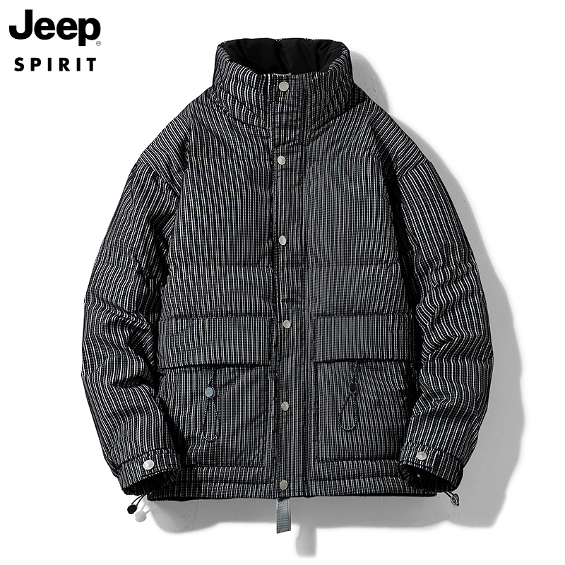 JEEP吉普羽绒服男士年新款潮流加厚冬季保暖外套男短款冬装衣服男