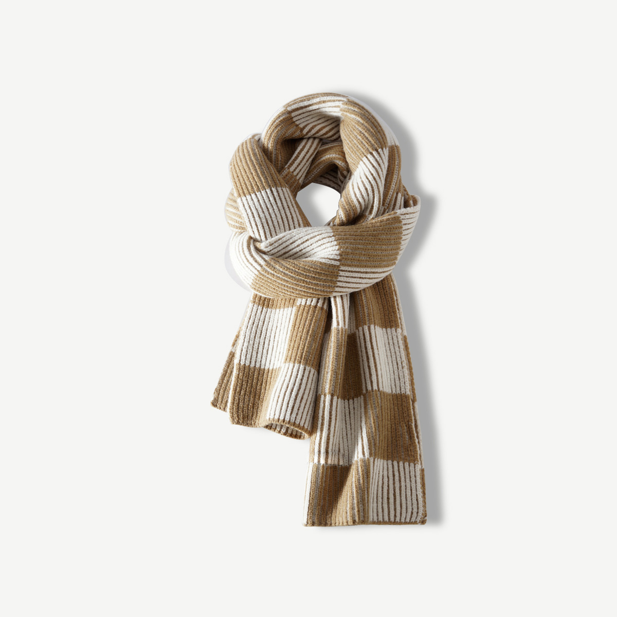 freerabbitII棋盘格围巾情侣款防寒保暖加长针织格子围脖 情侣款