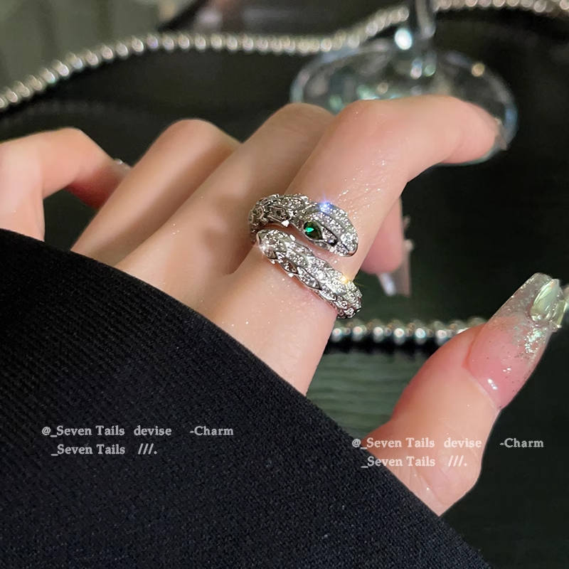 铜合金仿水晶戒指 戒指女小众设计高级感蛇形戒指女轻奢时尚指环