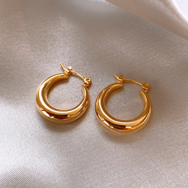 铜合金耳饰 小众设计素圈耳环女高级感轻奢独特简约百搭气质耳圈