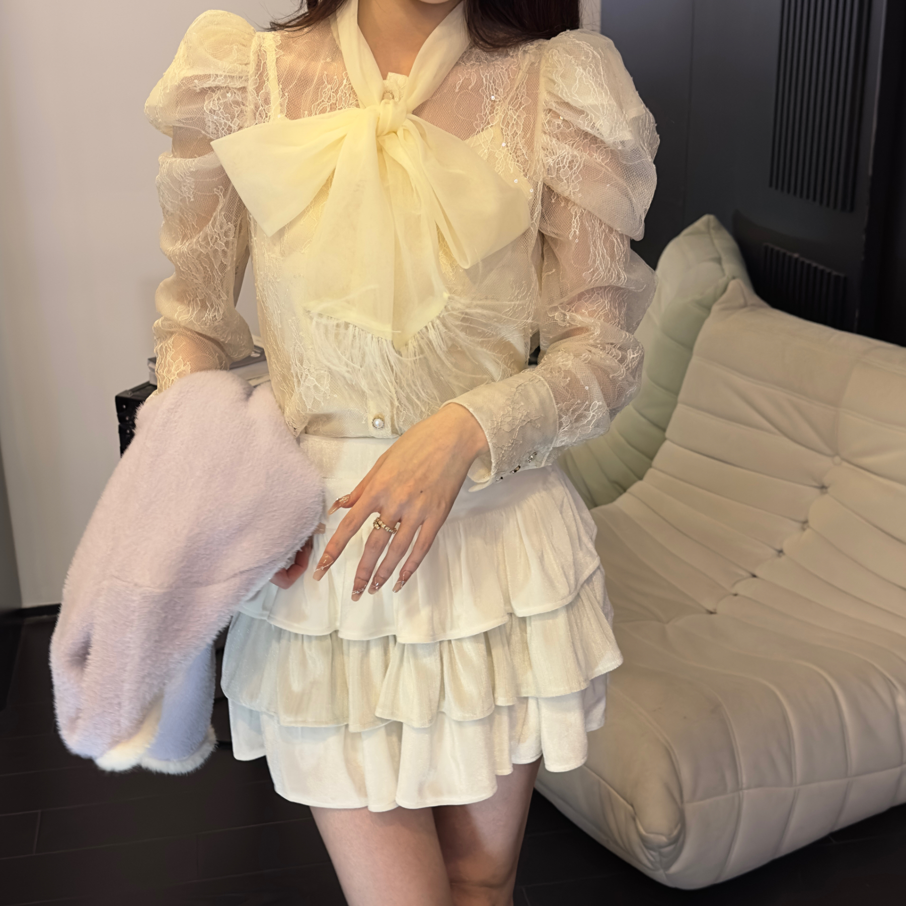 落日之歌泡泡袖衬衫XS30116