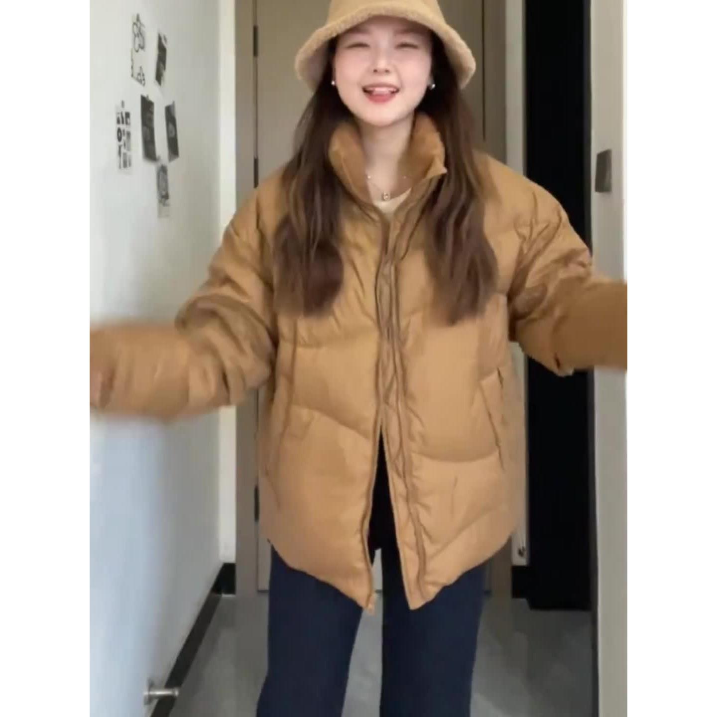 美拉德立领棉服女款2023秋冬季保暖派克面包服棉衣袄夹棉外套网红