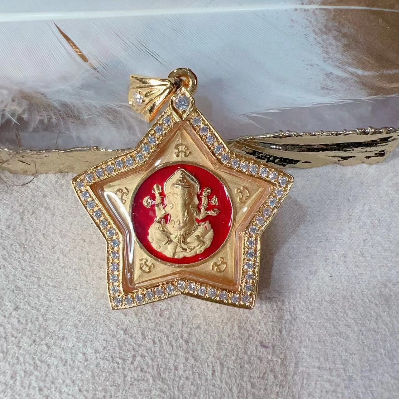 铜合金吊坠 933红色星星小象吊坠