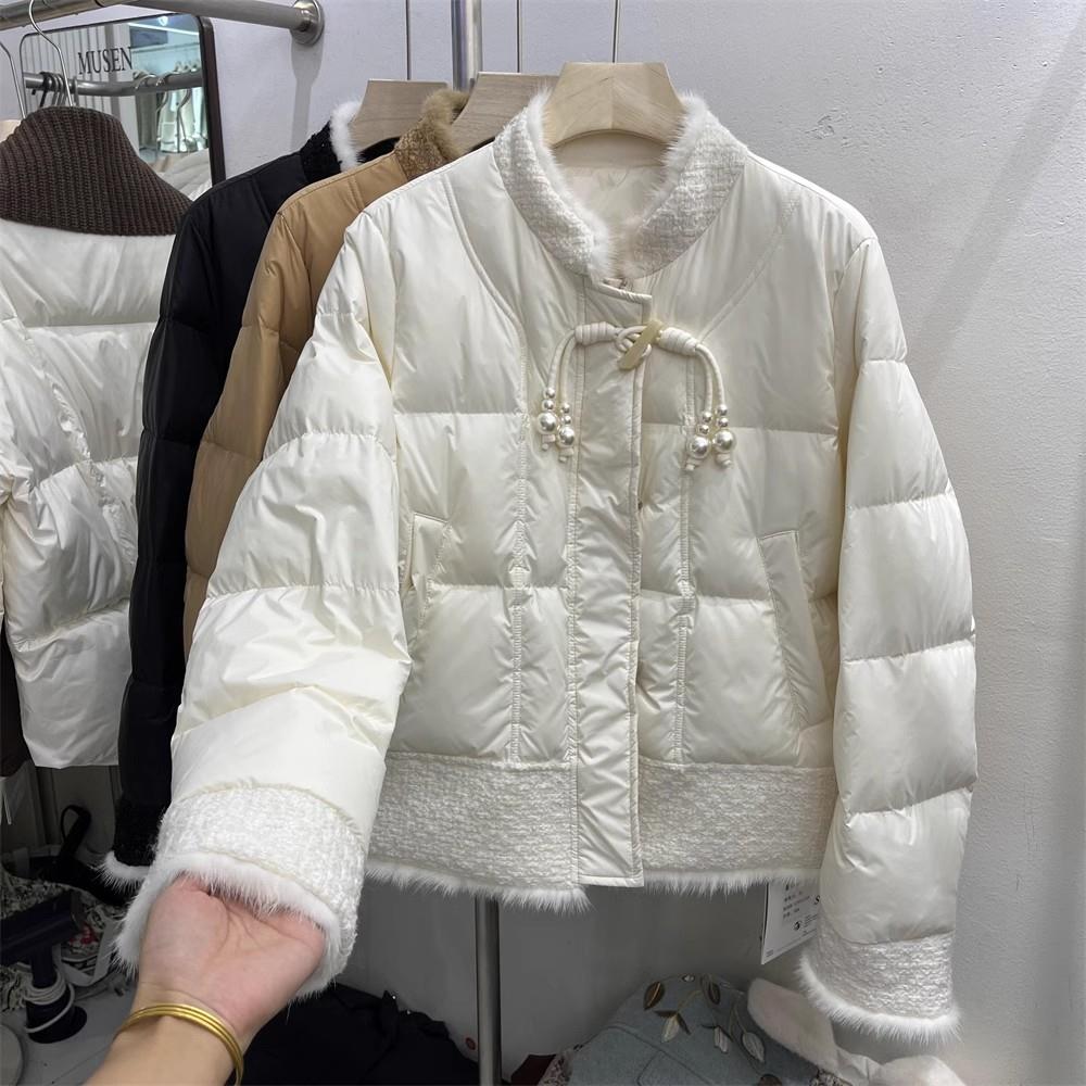 新中式国风棉衣棉服女2023新款风毛领短款铺棉外套花棉袄