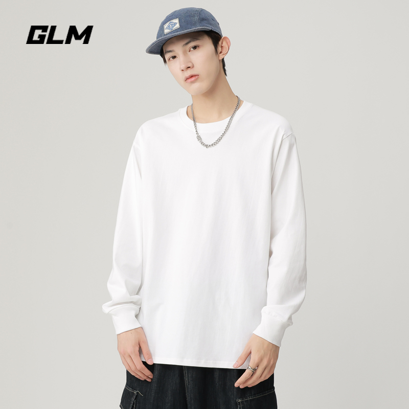 森馬集团GLM秋冬季纯色打底衫长袖简约纯棉宽松男士T恤衣服男装潮