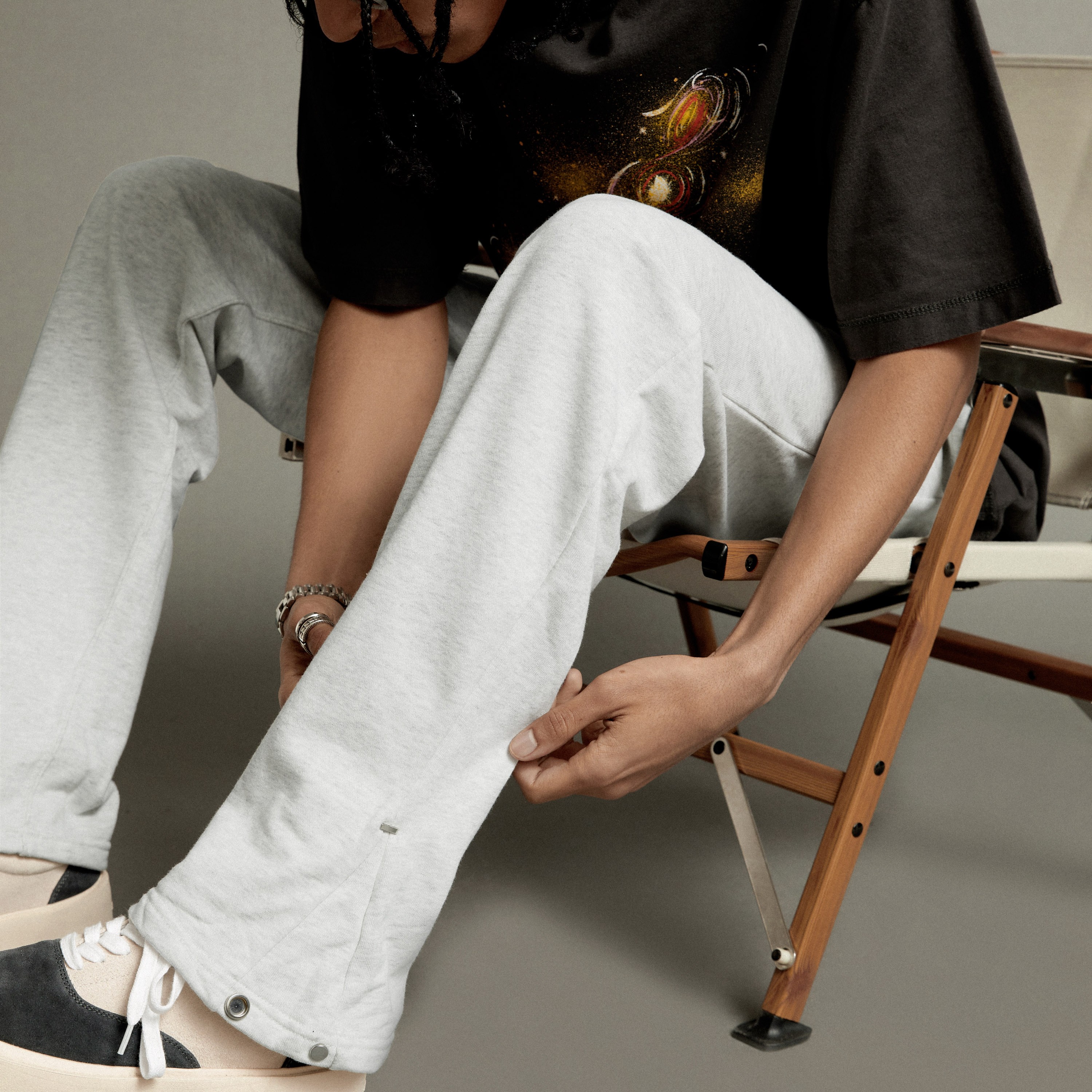 热RM 23SS""纯色" vibe风 刺绣 纽扣 毛圈薄款/加绒卫裤 微喇长裤