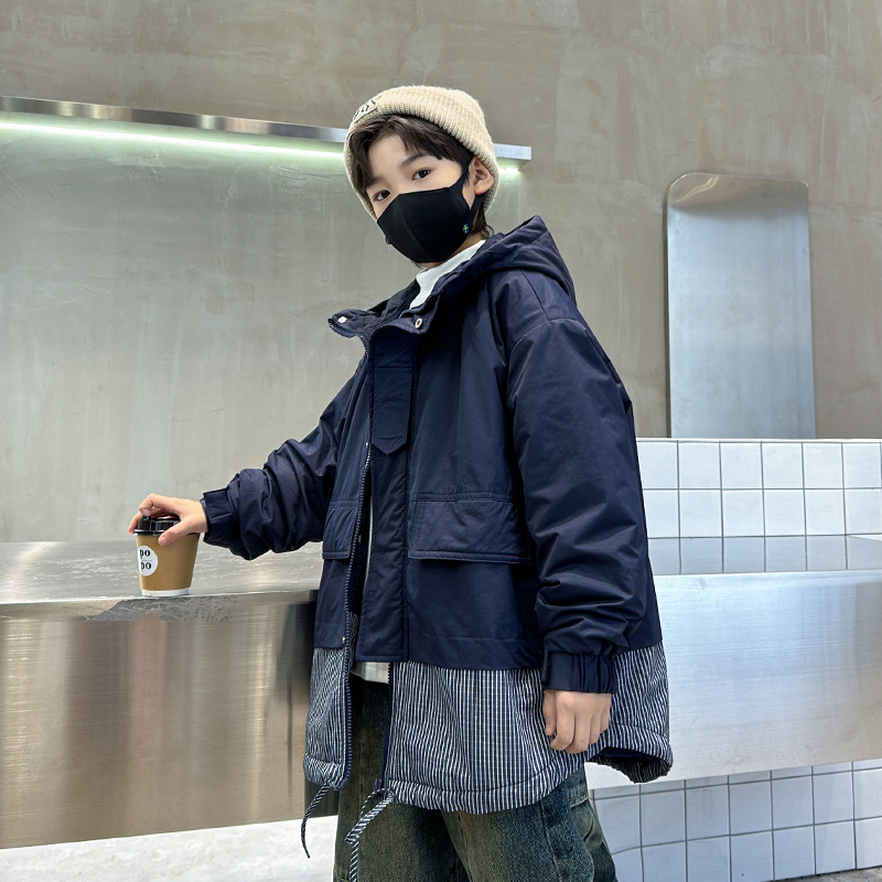 男童加厚外套秋冬季2023新款儿童二棉男孩帅气时髦洋气夹棉冬装潮