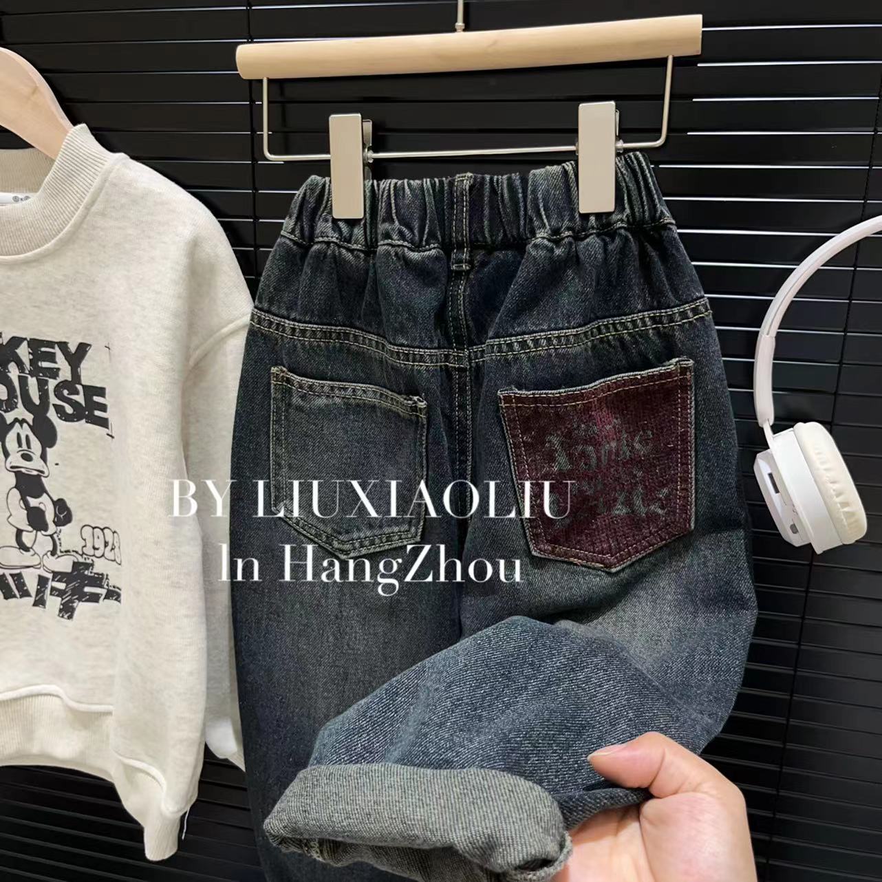 BY LIUXIAOLIU【红色记忆】韩版高货设计师款秋季儿童牛仔裤6139
