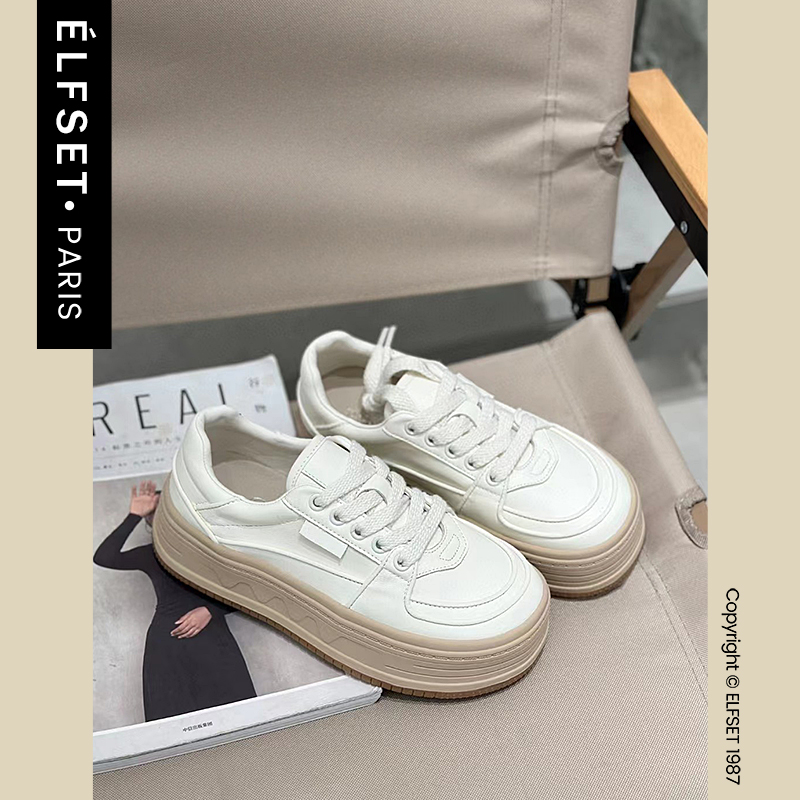 ÉLFSET | 小白鞋女厚底韩版2023秋新款百搭小众休闲面包板鞋-ES1