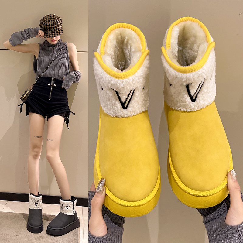冬季雪地靴女款加厚加绒网红百搭厚底短筒时尚保暖棉鞋东北雪地棉