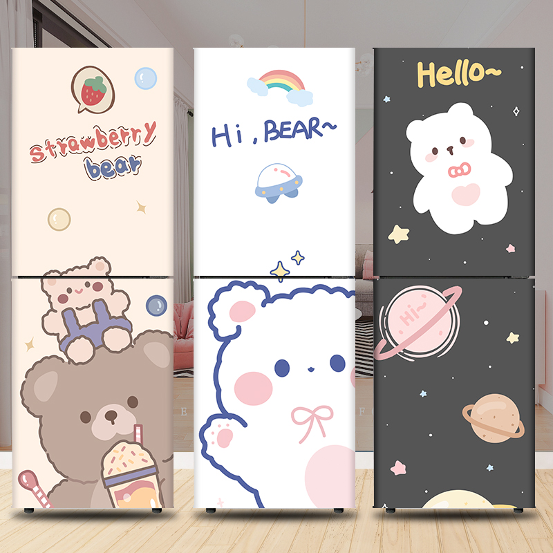 简约现代个性创意防水翻新贴纸装饰双开门冰箱温馨贴膜贴纸画自粘