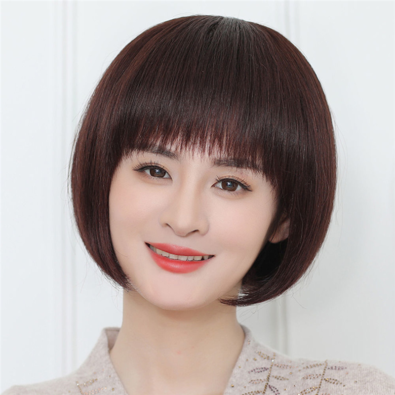 时尚女短波波头BObO头真人发丝短发蓬松自然全真圆脸逼真全头套式
