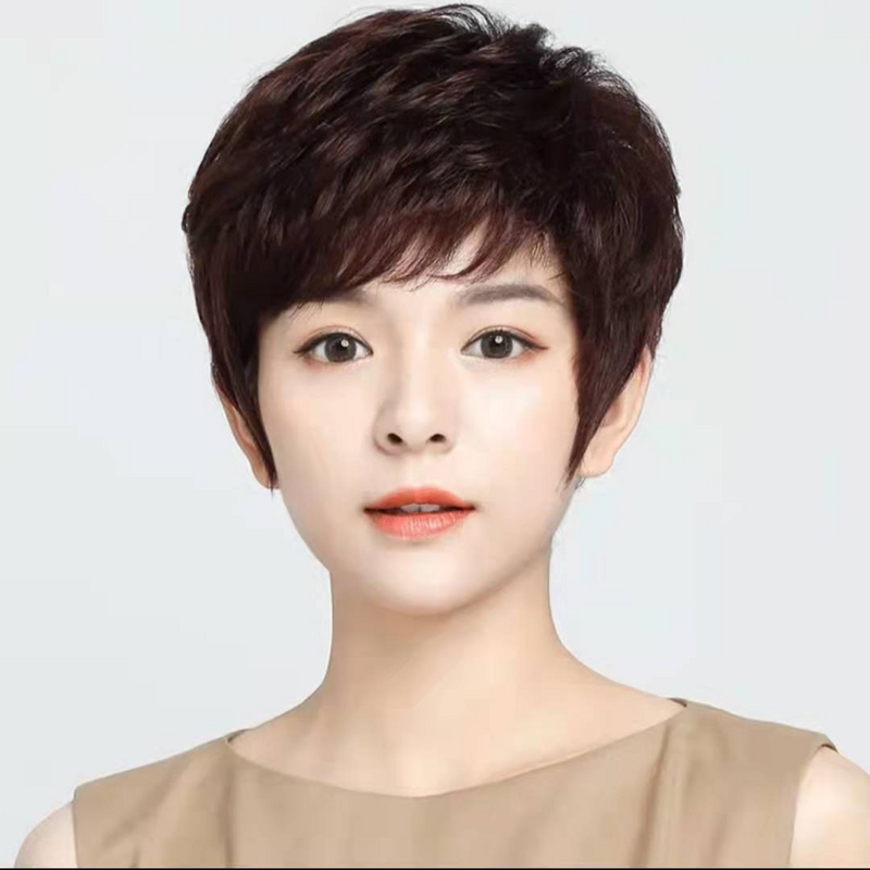 假发女短发卷发蓬松自然中老年女士气质减龄纹理烫全头套轻薄舒适