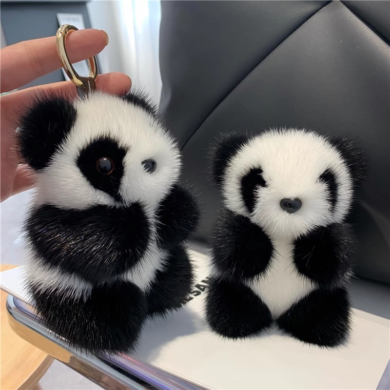 毛绒玩偶公仔包挂可爱小熊猫仿水貂毛挂件汽车钥匙扣挂件