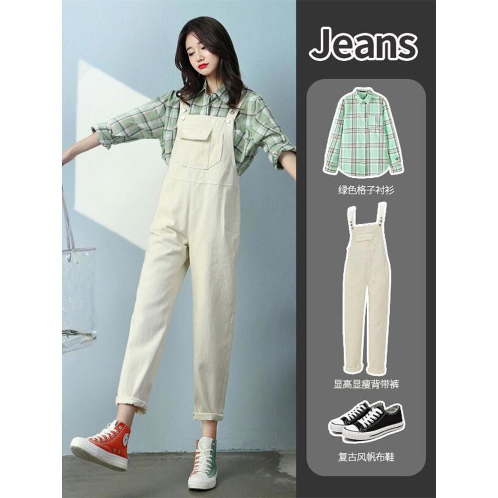 孕妇裤子女秋季外穿春秋2024新款秋冬款时尚大码牛仔背带裤女秋装